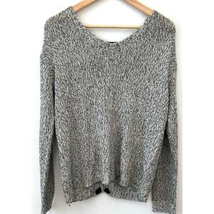 Harper Heritage Lace up Back Sweater Black & White Sz Large